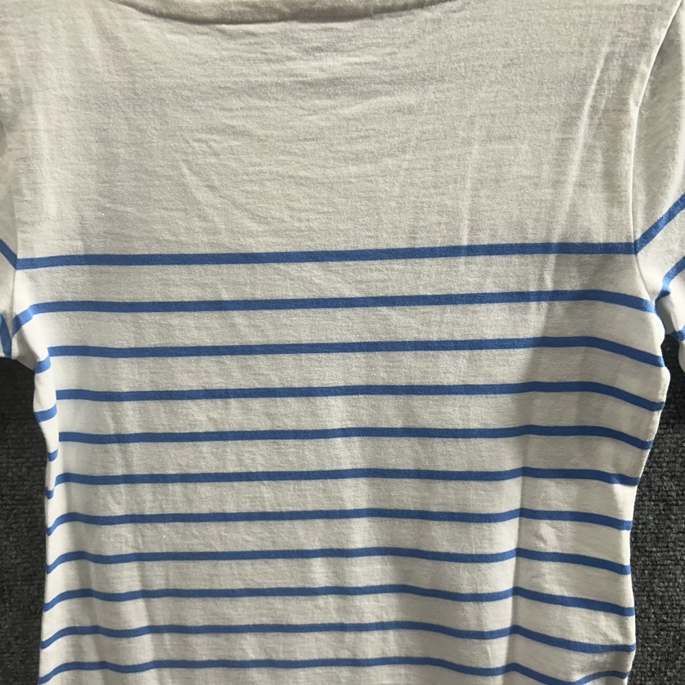 Vineyard Vines Lace Hem Mini Shift Dress 3/4 Sleeve White Blue Striped XXS - Picture 3 of 16